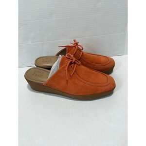 Naturalizer Taline Mules Clogs Suede Leather Lace‎ Up Comfort Orange Shoes 11